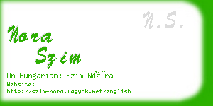 nora szim business card